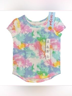 Cat & Jack Toddler Tie-Dye Short Sleeve Tee - Pastel Multi NWT